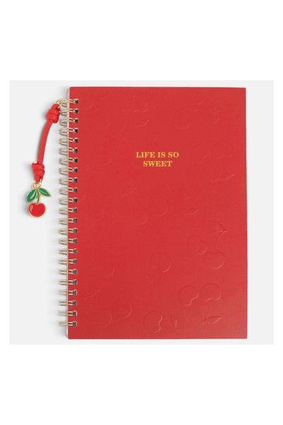 OEM Carnet A5 cu Spirală, Model Cireșe, 80 File și Charm – Notițe și Organiza...