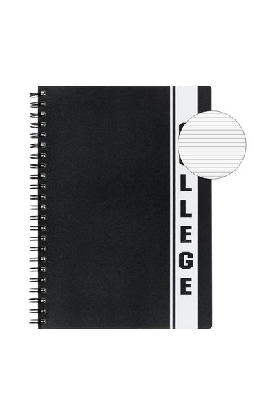 OEM Caiet A4 dictando negru College cu spirală și 4 Subiecte, 128 file