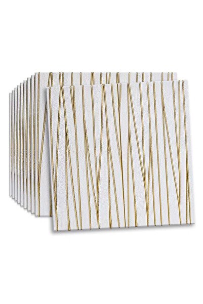 OEM Set de 5 x tapet alb autoadeziv 3D cu linii aurii, 77cm x 70cm x 6mm
