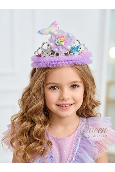 QUEEN AKSESUAR Coroană de prințesă din tul mov liliac, design sirenă, curcube...