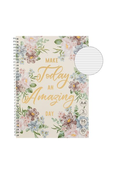 OEM Caiet A4 dictando Somon Floral Folie Aurie "Make Today" cu spirală și 3 S...