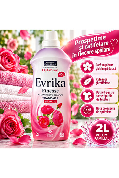 Evrika Balsam de rufe Finesse Trandafir Sălbatic, 2L, parfum floral de lungă ...