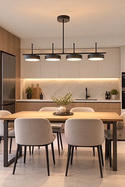 Fer Avize Çello 4'lü Led Modern Tasarım 3 Renk Işık Seçenekli Enerji Tasarruf...
