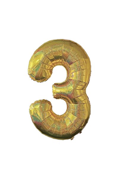 OEM Balon de Petrecere din Folie Metalizata Aurie Holografica Nr.3 - 110 cm
