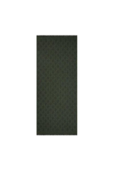 ipekevi Monogram Yün İpek Şal 09326-Çam Yeşili
