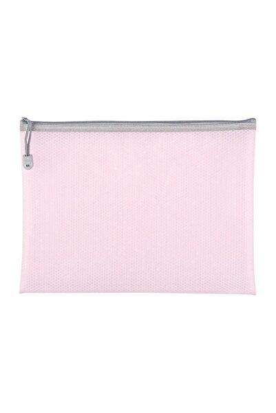 OEM Mapa cu Fermoar Zip Roz Transparenta Model Plasa 33x25cm, pastrare si org...
