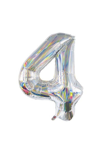 OEM Balon Petrecere din Folie Argintie Holografica Nr.4 - 82 cm