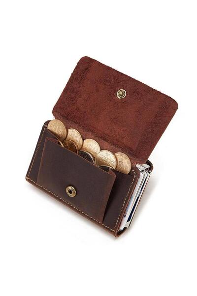 JEEP Premium Leather Brown Card Holder Wallet with Rfid Feature and Mechanism