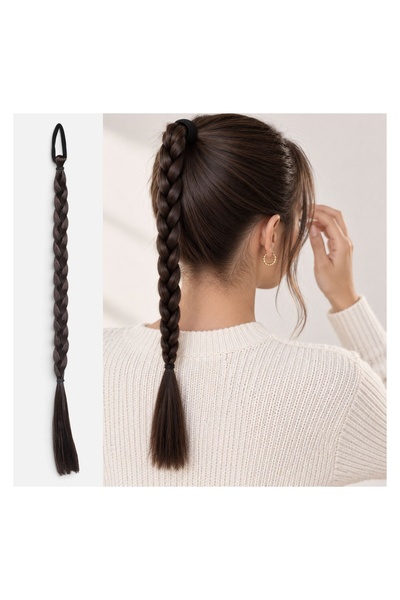 OEM Extensie Păr Coada Împletită Brun Închis cu Elastic – Coafură Rapidă și A...