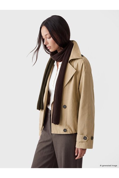 LC Waikiki Nevavm Farkıyla Lcw Everyday Beige Oversize Women's Trench Coat
