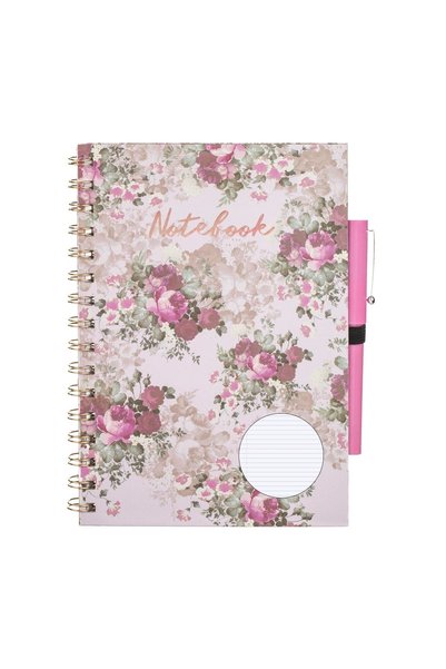 OEM Caiet A5 dictando cu spirală copertă Floral roz Aurie Notebook 2 Subiecte...