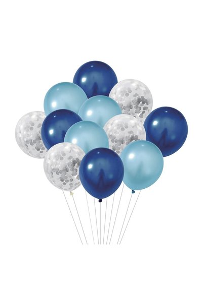 OEM Baloane de Petrecere Albastre Metalizate Transparente cu Confetti 30 cm –...