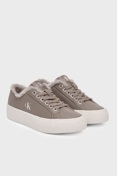 Calvin Klein Logolu İçi Kürklü Deri Sneaker Ayakkabı HW0HW03235PBO Kadın AYAKKABI HW0HW03235 PBO