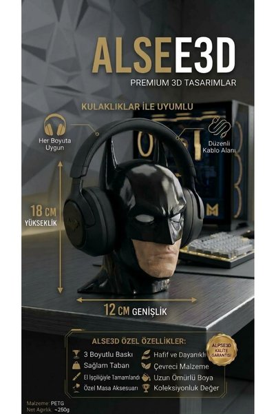 Alse3D Figür Tasarımlı Oyuncu Kulaklık Stant – PETG Dayanıklı Baskı & El İşçiliği Dekoratif Kulaklık Tutucu