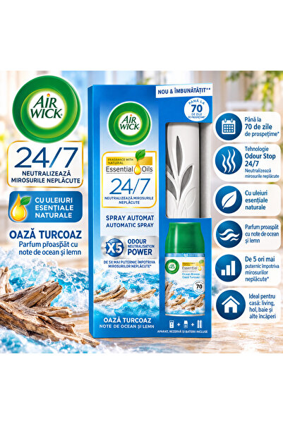 Air Wick Freshmatic Oază Turcoaz – Odorizant de Cameră Automat, Set Complet c...