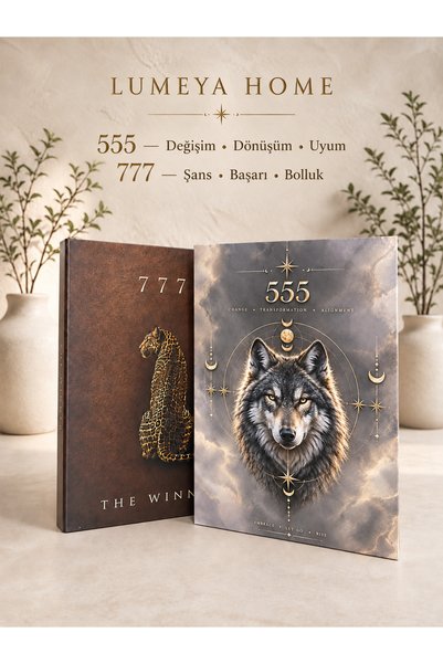 LUMEYA HOME 555 & 777 Manifest Dekoratif Kitap Kutu Seti – Kurt ve Leopar Tas...