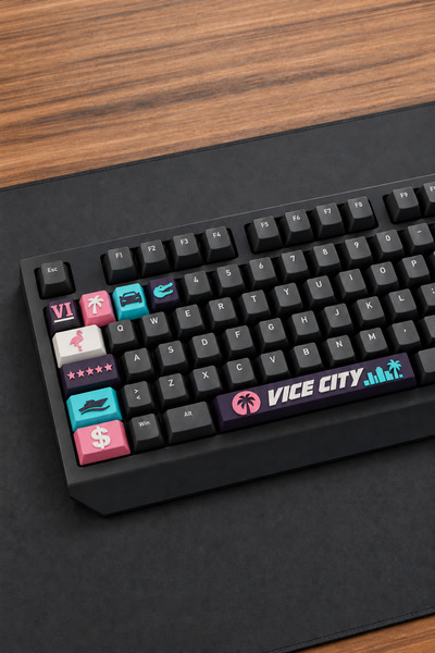 Makerpax GTA 6 Temalı Keycaps 9'lu Set - 6.25U Spacebar ve Cherry MX Uyumlu M...