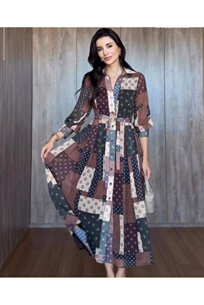 Butik Beyza Rochie cu curea și modele multicolore