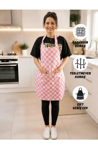 KidsJune Cepli Şef Garson Kafe Aşçı Barista Siyah Pembe Mutfak Önlüğü Masterchef Cafe Apron Restaurant