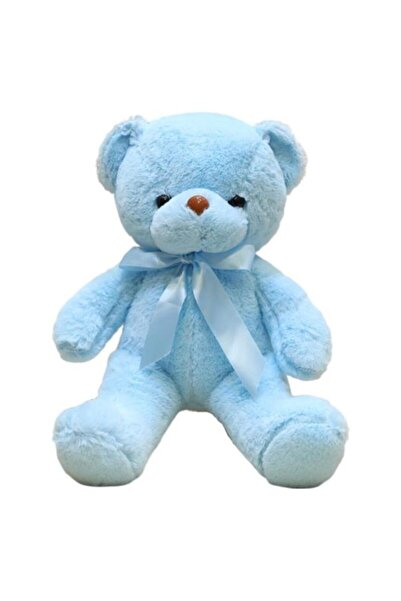 OEM Плюшена играчка, Мече с панделка, Син, 30 см