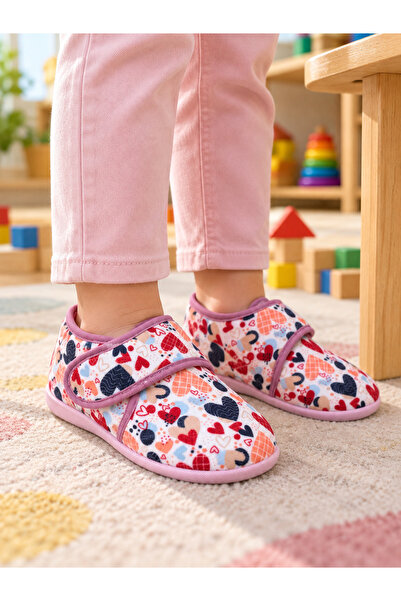 AkınalBella Girls' Orthopedic Sole Velcro Home Shoes Slippers