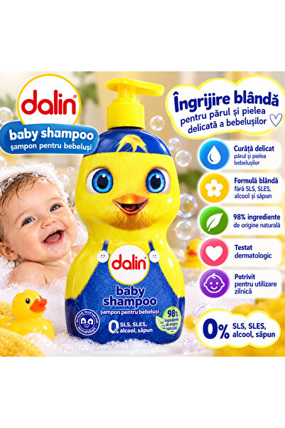 Dalin Șampon pentru bebeluși Baby Shampoo, cu pompiță, 98% ingrediente de ori...