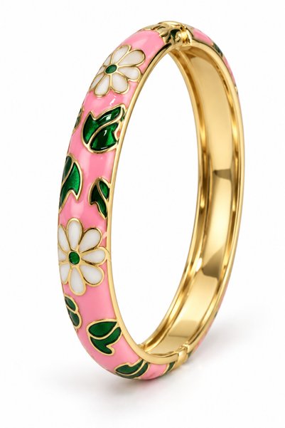 MakeWell Women's Colorful Enamel Steel Bracelet with Patterned Stylish Cuff Bracelet
