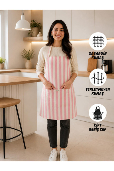 KidsJune Cepli Şef Garson Kafe Aşçı Barista Siyah Pembe Mutfak Önlüğü Masterchef Cafe Apron Restaurant