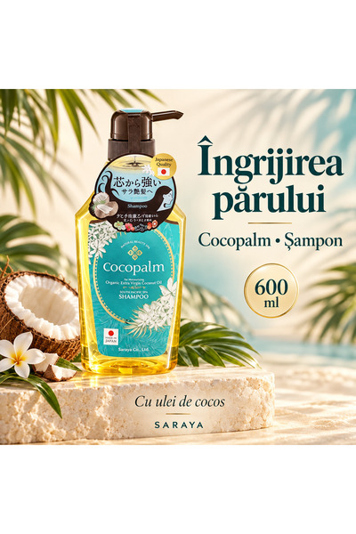 cocopalm Polynesian Spa, șampon hidratant cu ulei de cocos, 600 ml