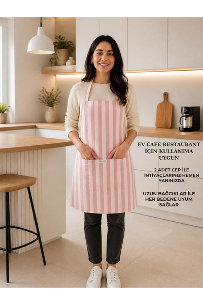 KidsJune Cepli Şef Garson Kafe Aşçı Barista Siyah Pembe Mutfak Önlüğü Masterchef Cafe Apron Restaurant