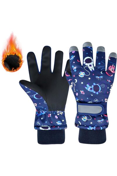 BIGTHREE Kids Waterproof Windproof Thermal Winter Gloves, Warm Fleece Lined S...