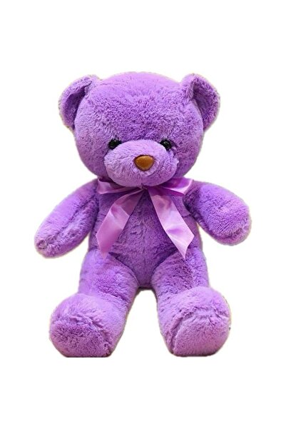 OEM Плюшена играчка, Мече с панделка, Лилав, 30 см