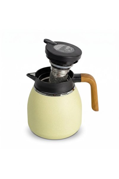 Generic Steel Thermos with Wooden Handle Temperature Display Screen