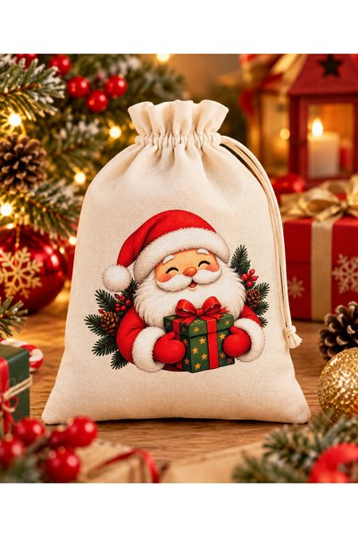 Ckdesign Christmas Gift Pouch Drawstring Cloth Pouch Santa Claus Snowman Deer Printed New Year Gift Bag 20X14 Large Size