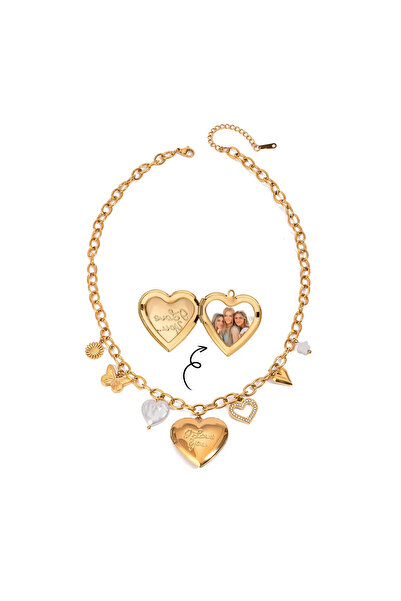 Glamorous Style Γυναικείο Κολιέ Καρδιά Photo Locket