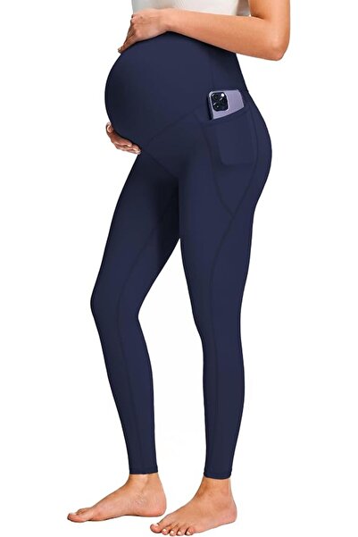 JOYSPELS Maternity Leggings Over The Belly with Pockets Non-See-Through Worko...