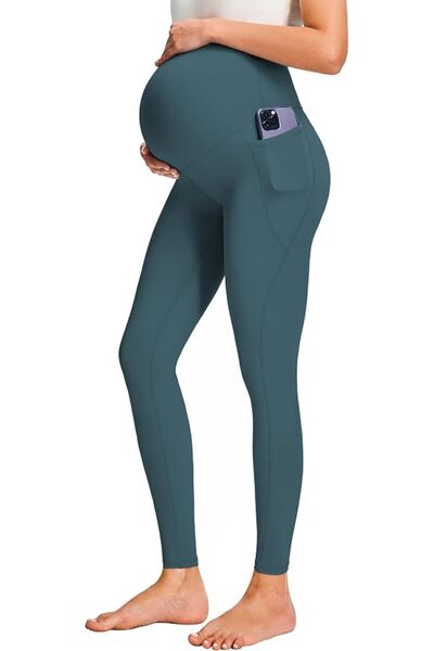 JOYSPELS Maternity Leggings Over The Belly with Pockets Non-See-Through Worko...