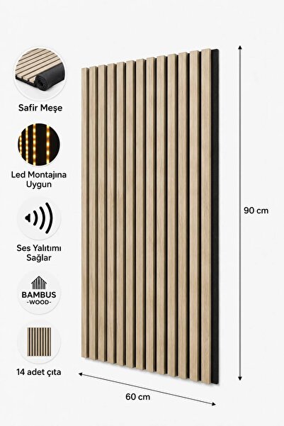 Bambus Fit Dekoratif Çıtalı Mdf Akustik Duvar Paneli Akustik Ahşap Duvar Kapl...