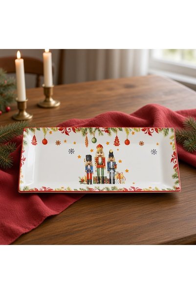 Ornament24 Platou servire masa de Craciun, dreptunghiular, portelan, model cu...