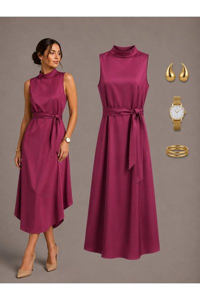 FND ZARA SATEN DİK YAKA KEMERLİ ZARA MODEL