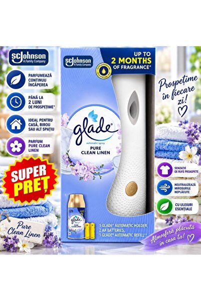 Glade Automatic Spray Pure Clean Linen – Set Complet Odorizant Automat de Cam...