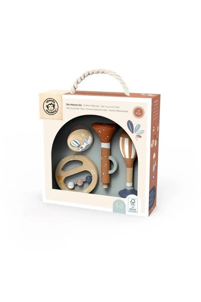 Speedy Monkey Set 4 instrumente muzicale din lemn (S),