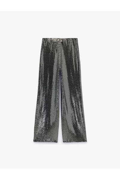 Koton Straight Fit Metallic Threaded Sequined Trousers