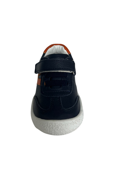şenler bebe world kids Men's First Step Sneakers – Navy Blue-Orange Genuine Leather
