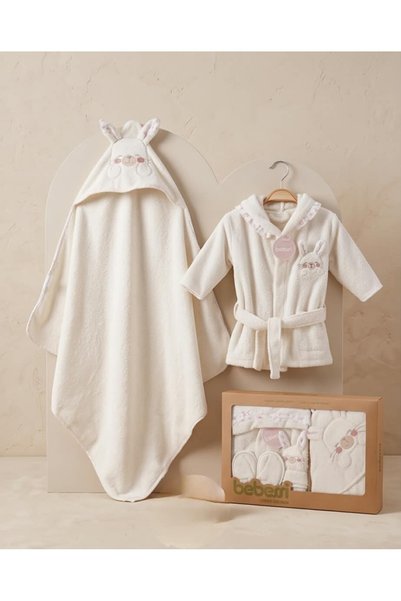 Bebessi Baby Girl 0-12 Months Bunny Hug Boxed Bathrobe Set