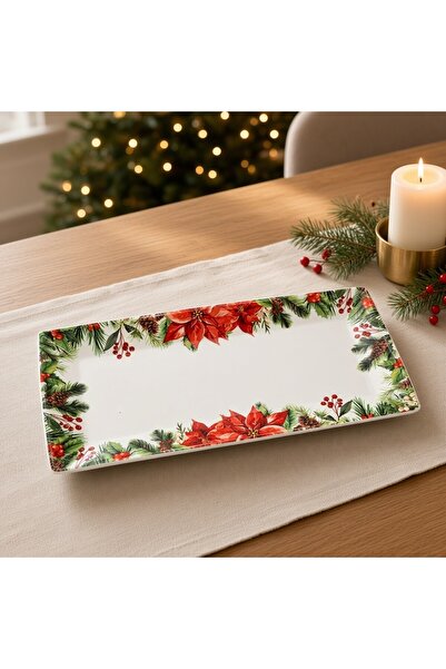 Ornament24 Platou servire masa de Craciun, dreptunghiular, portelan, model cu...