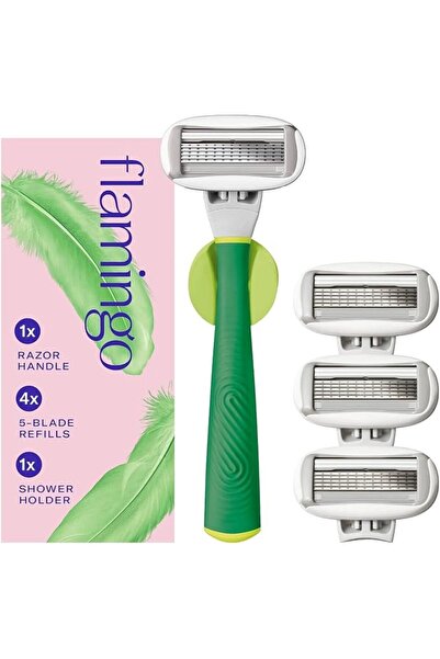 Flamingo Women's 5-Blade Razor Set with Handle and 4 Refill Blades with 5 Bla...