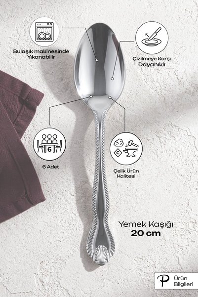 Perotti Shell 6'lı Paslanmaz Çelik Yemek Kaşığı Seti