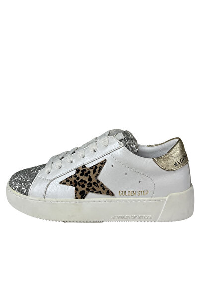 şenler bebe world kids Girls' Sneakers – White-Gold-Silvery-Starry Leopard Ge...
