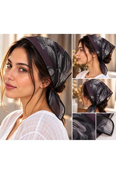 iTin Batic cu model floral, 60x60 cm, Mov Pruna, margine finisata, pentru pur...
